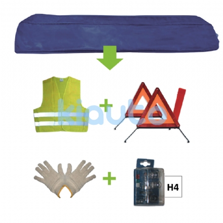  | KIT EMERGENCIA BOLSA AZUL + MK H4 + CHALECO + TRIANG. + GUANTES