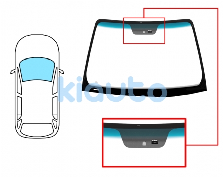 4430AGNBLMV | PARABRISAS KIA CARENS 2007-2010 DELANTERO  VERDE BANDA AZUL  CON BASE ESPEJO MODIFICADA  CON SENSOR